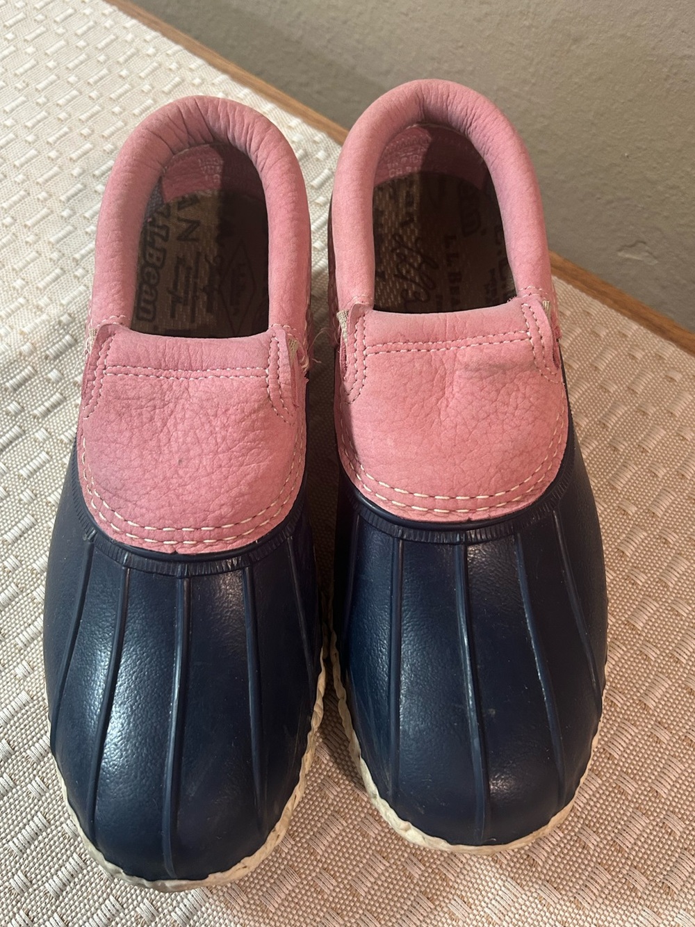 LL Bean Vintage Slip On Short Bean Boots Pink/Navy